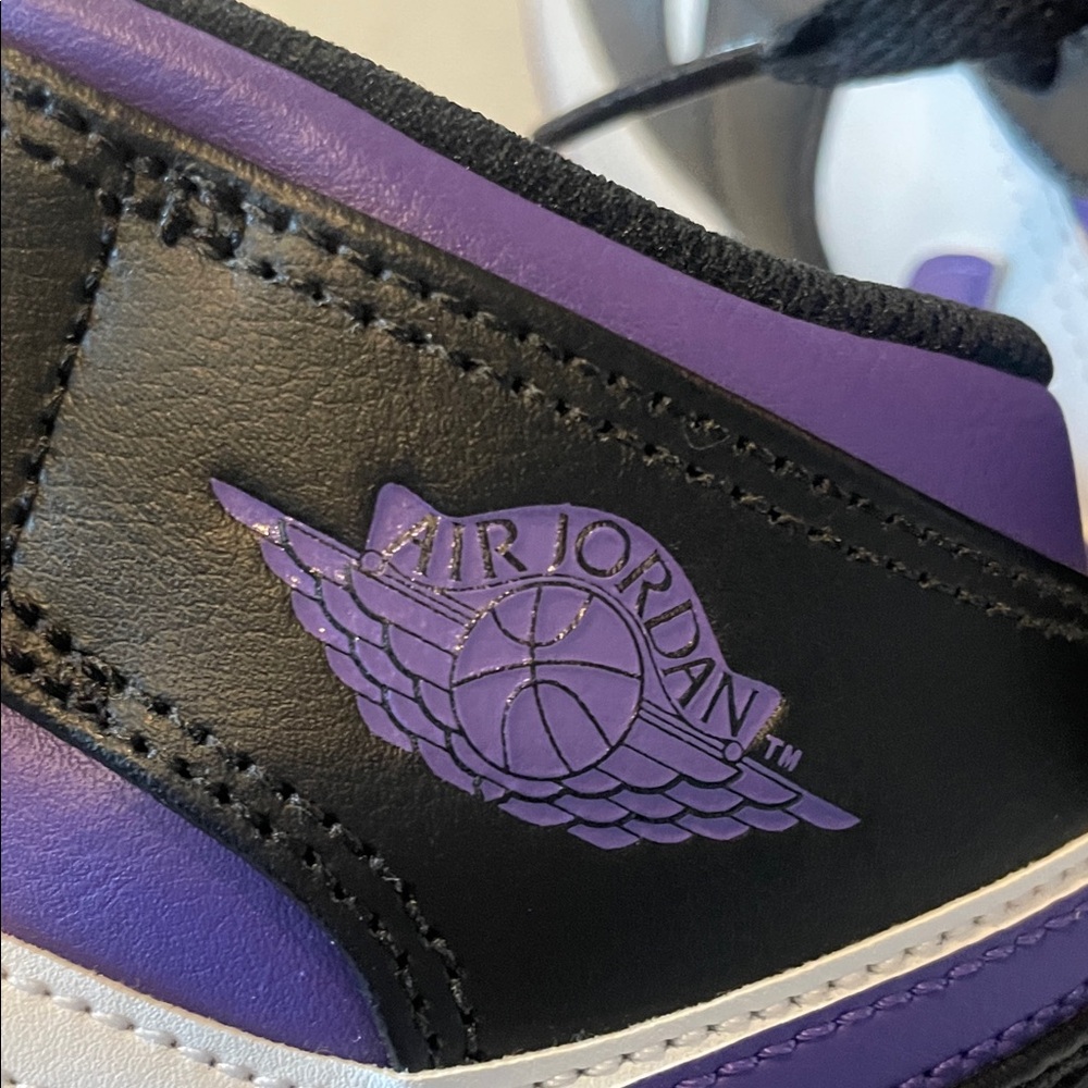 Nike Air Jordan 1 Mid Black and Purple Sneakers - Picture 7 of 7